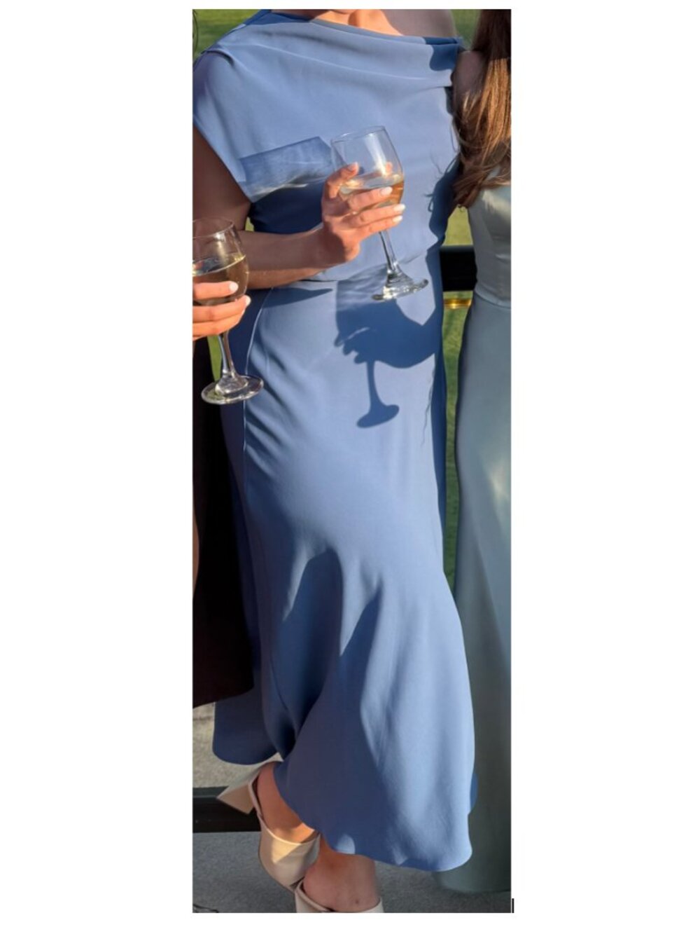 Mango Midi Blue Off-Shoulder Dress